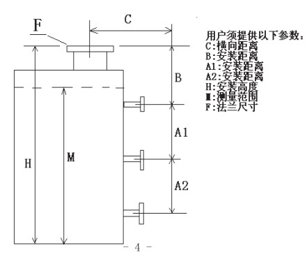 儲罐浮標(biāo)液位計選型參數(shù)圖