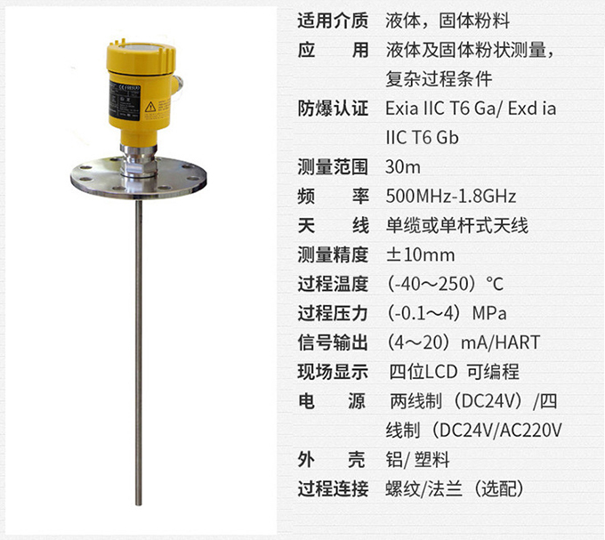 雷達液位變送器RD710技術參數(shù)表圖