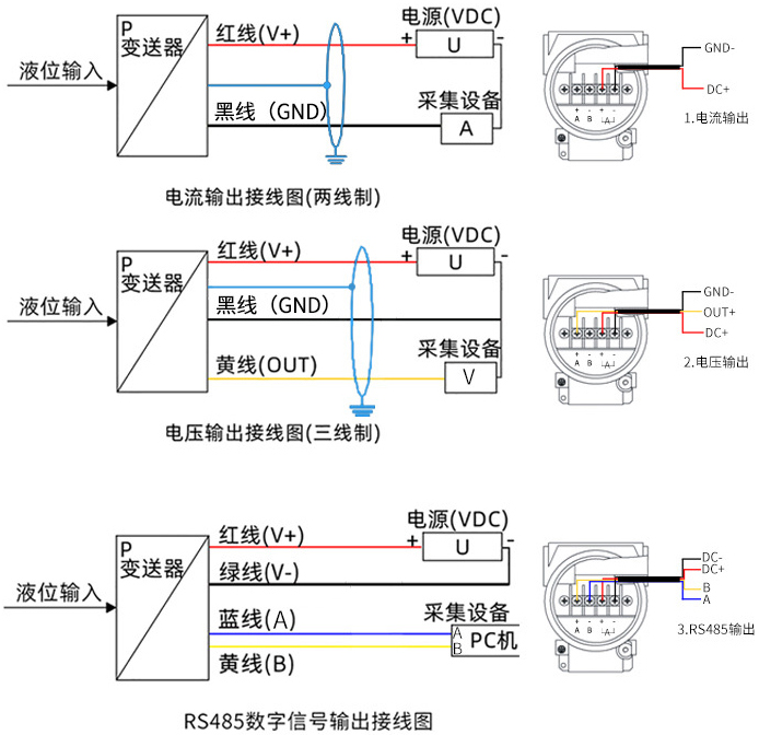 電容式液位變送器接線方式圖