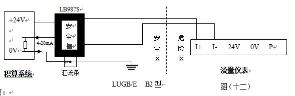 防爆遠(yuǎn)傳蒸汽流量計4-20mA電流輸出型接線圖